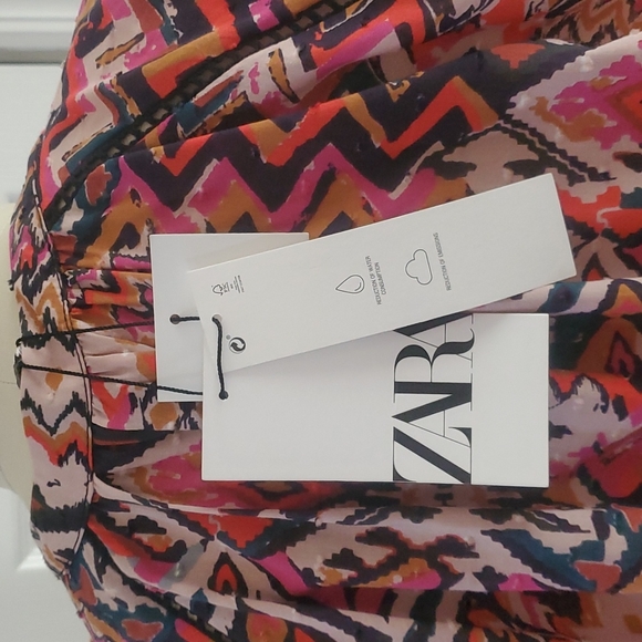 Zara Pastel Pink Geometric Short Dress Boho Size XL - Picture 14 of 16